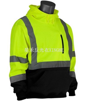 रिफ्लेक्टिव ब्लैक बॉटम स्वेटशर्ट हुड वाला स्वेटर