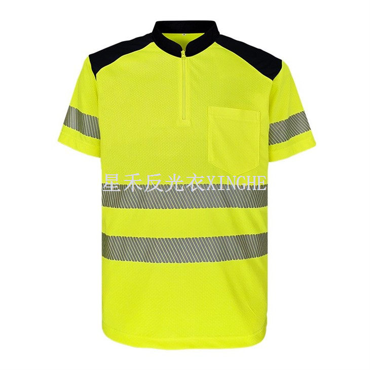 स्टैंड कॉलर रिफ्लेक्टिव टी-शर्ट